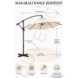 Sunfun Makaralı Bahçe Şemsiyesi 300 cm Çap Açık Kahverengi Polyester Malzeme ile Şık Tasarım - 3 x 4 m