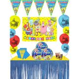 Sünger Bob Sponge Patrick Bob Kare Pantolon Afişli Metalize Masa Etekli Doğum Günü Parti Malzemeleri Süsleri Seti - 24 Kişilik