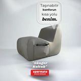 Sünger Koltuk – Taþýnabilir, Çok Amaçlý, Ýskeletsiz, Yer Koltuðu, Armut Koltuk Gri