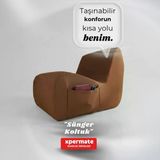 Sünger Koltuk – Taþýnabilir, Çok Amaçlý, Ýskeletsiz, Yer Koltuðu, Armut Koltuk Kahverengi
