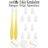 Sünger Silgi Satula 12 Parça 1 Paket Karakalem Eskiz Karıştırıcı Dağıtıcı Sünger Silici Sileceği Spatulası