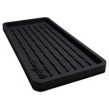 Sünger Tutucu ve Lavabo Düzenleyici - Mutfak Banyo Makyaj - Çok Amaçlı Silikon Tepsi - Kaymaz, Isıya Dayanıklı ve Bulaşık Makinesinde Yıkanabilir - 28 cm X 14 cm - Siyah