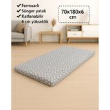 Sünger Yatak 70X180X6 Cm, Yer Yatağı, Balkon Yer Minderi,şantiye,karavan,deprem Yatağı-Gri Yıldız - Çok Renkli - 70 x 180 cm