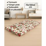 Sünger Yatak 70x180x6 Cm, Yer Yatağı, Balkon Yer Minderi,şantiye,karavan,deprem Yatağı-ingiliz Gülü