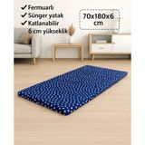 Sünger Yatak 70X180X6 Cm, Yer Yatağı,yer Minderi,şantiye,karavan,deprem Yatağı-Lacivert Yıldız - 70 x 180 cm