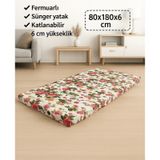 Sünger Yatak 80x180x6 Cm, Yer Yatağı, Balkon Yer Minderi,şantiye,karavan,deprem Yatağı-ingiliz Gülü