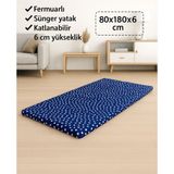 Sünger Yatak 80X180X6 Cm, Yer Yatağı,yer Minderi,şantiye,karavan,deprem Yatağı-Lacivert Yıldız - Çok Renkli - 80 x 180 cm