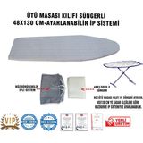 Süngerli Ütü Masası Kılıfı 48X130 Cm, Gizli Kayışlı, Şık ve Koruyucu - Antrasit - Seçenek 1