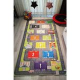 Süngersan Trafik Araba Yollu Çarpım Tablolu Ingilizce Türkçe Eğitici Seksekli Çocuk Oyun Halısı Çocuk Odası Halısıeğlenceli Halı - 100 x 260 cm