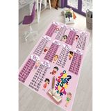 Süngersan Yıkanabilir Kaymaz Taban Eğitici Çarpım Tablolu Çocuk Halısı Oyun Halısı - 100 x 150 cm - Pembe