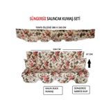 Süngersiz Salıncak Minder Seti Salıncak Kumaş Seti 3 Kişilik Süngersiz Ingiliz Gülü 164x47 Cm Karışık