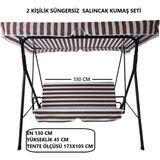 Süngersiz Tenteli Salıncak Kumaş Seti 2 Kişilik Süngersiz Kahve-Beyaz 130X45 - Beyaz - Kahverengi
