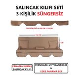 Süngersiz Tenteli Salıncak Kumaş Seti 3kişilik 164x47 Cm Süngersiz Lüx Panama Bej Bej