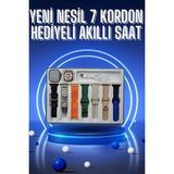 Sungur's Store Akıllı Saat 7 Kordon Hediyeli Takvim Alarm Nabız Ölçer Bildirim Görme Sesli Görüşme - 00-Siyah - Beyaz