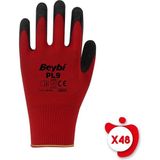 Sungur's Store Beybi Pl9 Kırmızı-Siyah Poly. Örme Lateks Iş Eldiveni 10 Beden 48 - 001 Kırık Beyaz