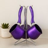 Sungur's Store Granit Çelik Cezve Seti 4'lü (230/280/380 Ml) Metal Standlı - 001-Renkli