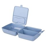 Sungur's Store Luna 3 Bölmeli Çatal Bıçaklı Beslenme Kabı - Diyet Kabı - Çatal Kaşıklı - 0,33 - 00-Siyah - Beyaz