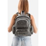 Suni Deri Kadın Sırt Çantası 38*28 cm Mega Bag Günlük Kullanıma Uygun Çok Cepli Içi Astarlı - 38 x 28 cm - 00 Gri