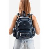 Suni Deri Kadın Sırt Çantası 38*28 cm Mega Bag Günlük Kullanıma Uygun Çok Cepli Içi Astarlı - 38 x 28 cm - Lacivert