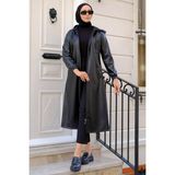 Suni Deri Trençkot Siyah HM2278 - 38