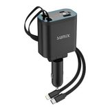 Sunix 4in1 Kendinden Kablolu Rgb LED Işıklı Araç Şarj Cihazı C-40 - Araç Şarj Cİhazı - Siyah