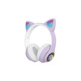 Sunix Wireless 5.0 Stereo Kedi Kulak Üstü Bluetooth Kulaklık Mor
