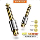 SUNKANDI Rca To 6.5MM Rca 1/4 İnç Ses Adaptörü,HİFİ SES TEKNOLOJİSİ CE LİSANSLI ORJİNAL 6.35mm MONO Fiş Erkek - Rca Dişi Konnektörler Gitar, Amplifikatörler, Hoparlörler için