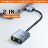 SUNKANDI Type-C To 3.5mm Çevirici Dönüştürücü Harici Ses Kartı 2'si 1'Arada CE Lisanslı Mikrofon/Kulaklık/Hoparlör Ses Ara Birimi Orjinal