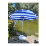 Sunlife Lacivert-Beyaz Renkli 8 Tel Fiberglass Gövdeli 360C° Dönen Başlıklı Plaj Deniz Şemsiyesi 2 Metre