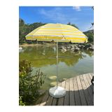 Sunlife Sarı-Beyaz Renkli 8 Tel Fiberglass Gövdeli 360C° Dönen Başlıklı Plaj Deniz Şemsiyesi 2 Metre