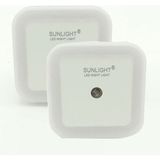 Sunlight Kare Led Gece Lambası 0,5w Işıklı Fişli Fotosel Sensörlü 2 Adet Beyaz