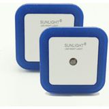 Sunlight Kare LED Gece Lambası 0,5W Işıklı Fişli Fotosel Sensörlü 2 Adet - Mavi