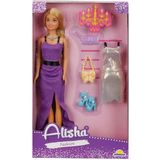 Sunman 3393 Minik Alisha 29 cm Yedek Kıyafetli Oyuncak Bebek Seti