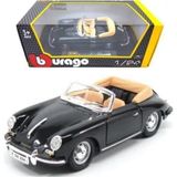 Sunman Burago Porsche 356B Cabrio 1/24 Ölçek Kapıları Açılan Metal Klasik Model Oyuncak Araba