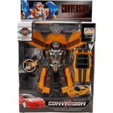 Sunman Sarı Araba 1:24 Sesli ve Işıklı Dönüşebilen Robot 22 cm