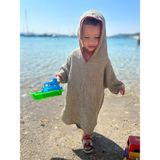 Sunof Baby Müslin Çoban Dikişli Kapşonlu Bebek Panço / Bornoz - %100 Pamuk 4 Katlı - Yeşil - 1 - 2 Yaş