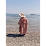 SUNOFBABY Müslin Çoban Dikişli Kapşonlu Bebek Panço / Bornoz - %100 Pamuk 4 Katlı - Açık Turuncu - 3 - 4 Yaş