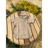 SUNOFBABY Müslin Çoban Dikişli Kapşonlu Bebek Panço / Bornoz - %100 Pamuk 4 Katlı - Krem - 3 - 4 Yaş