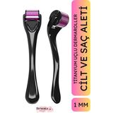 Sunora Beauty Titanyum Uçlu 540 Iğneli Derma Roller 1 mm Cilt Yüz Vücut Saç Yenileme Masaj Aleti - Siyah
