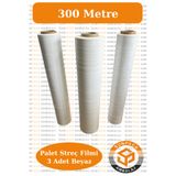 sunpack ambalaj Beyaz Palet Streç Filmi 50cm X 300m - 23 Mikron, 3 Adet, Dayanıklı Eşya Ve Palet Sarma Streci