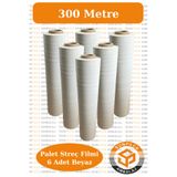 sunpack ambalaj Beyaz Palet Streç Filmi 50cm x 300m - 23 Mikron, 6 Adet, Dayanıklı Eşya ve Koli Streci