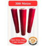 sunpack ambalaj Kırmızı Palet Streç Filmi 50cm x 300m - 23 Mikron, 3 Adet, Dayanıklı Eşya ve Koli Streci