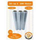 sunpack ambalaj Streç Film 50cm X 300m 3 Adet, Şeffaf, 23 Mikron, 2000 Gr, Dayanıklı Eşya Ve Koli Streci