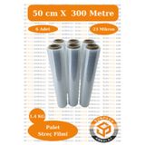 sunpack ambalaj Streç Film 50cm X 300m 6 Adet, Şeffaf, 23 Mikron, 1400 Gr, Dayanıklı Eşya, Koli ve Palet Streci