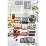 Sunplast 10'lu Royal Kahvaltı Seti - Sızdırmaz Silikon Kapaklı Erzak Gıda Piknik Saklama Kabı Kahvaltılık Set