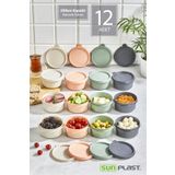 Sunplast 12Li Sırın Kahvalti Seti - Sizdirmaz Silikon Kapakli Erzak Gida Piknik Saklama Kabi Kahvaltilik Set