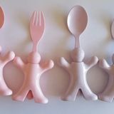 Sunplast-Bebek Mama Kaşığı ve Çatal Seti 4 Parça Pembe Ve Mor