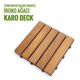 Sunsoe İroko Ağacı Balkon Karo Deck 30x30 cm 1 Adet Bahçe Ahşap Yer Döşemesi