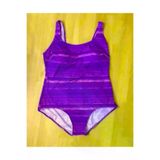 Sunsurf 55500 Büyük Beden Desenli Mayo 50-52-54-56 Beden Mor