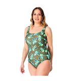 Sunsurf Büyük Beden Desenli Haki Mayo 50 - 52 - 54 - 56 Beden Haki 44